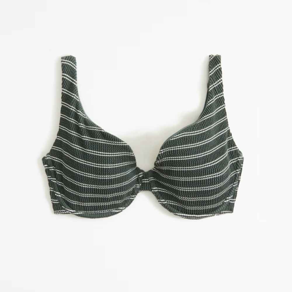 Striped Green and White Bikini Top
